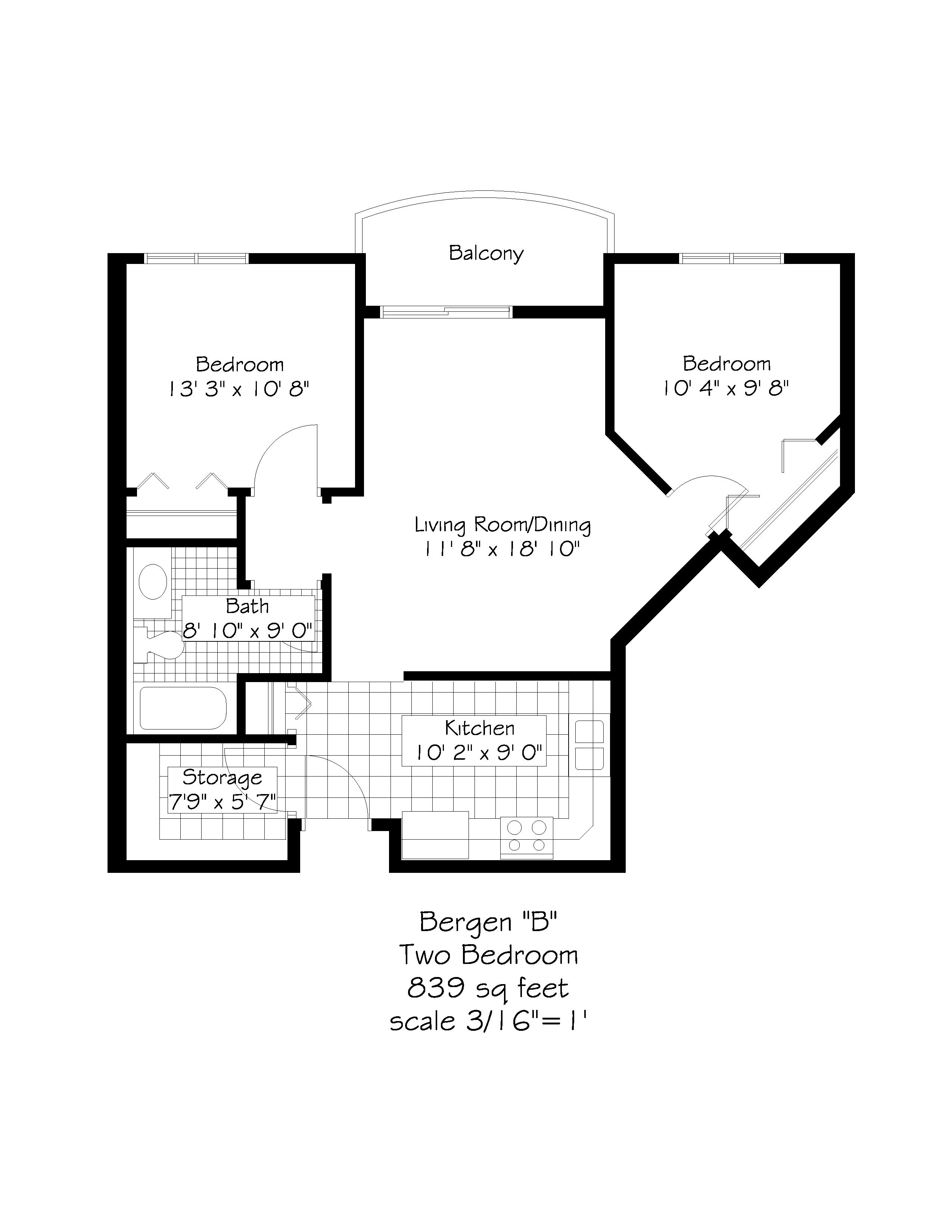 Floor plan for Bergen B