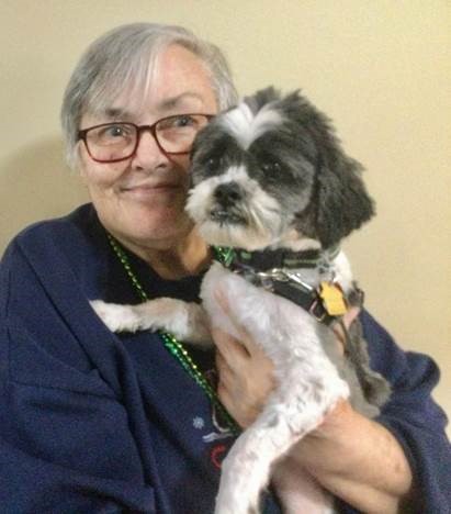 older woman with dog