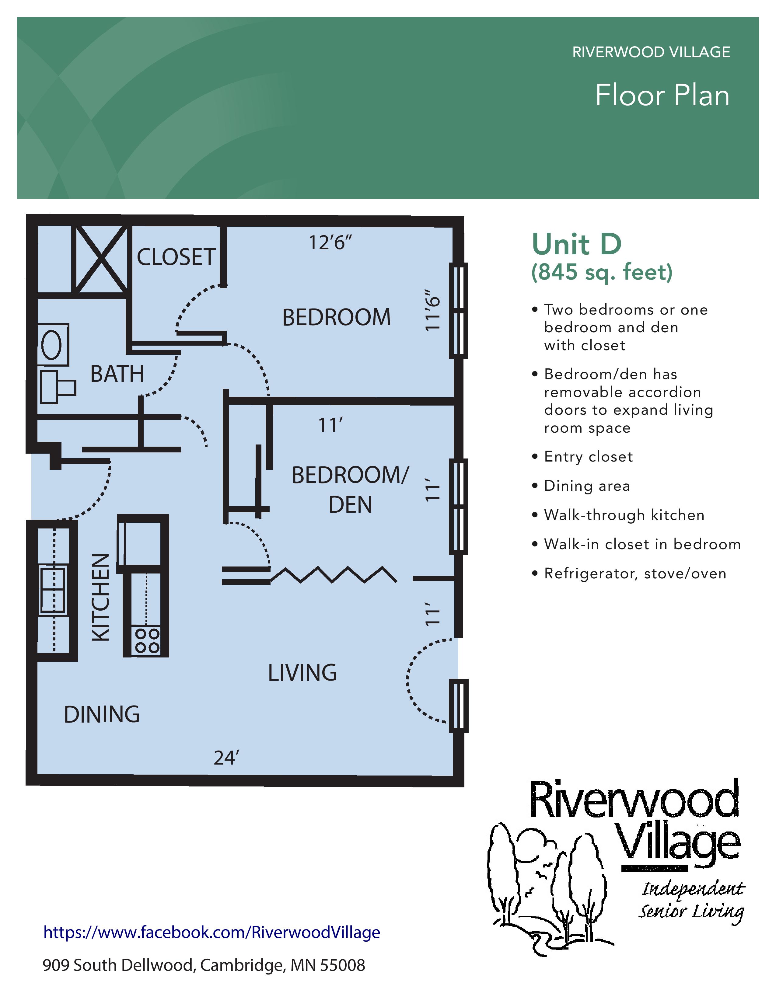 Floor plan for Unit D