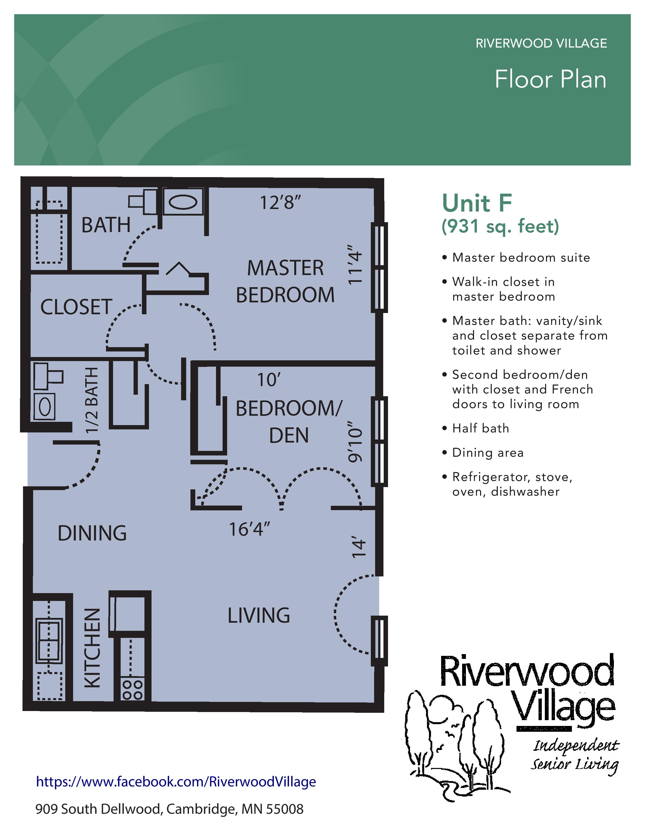 Floor plan for Unit F