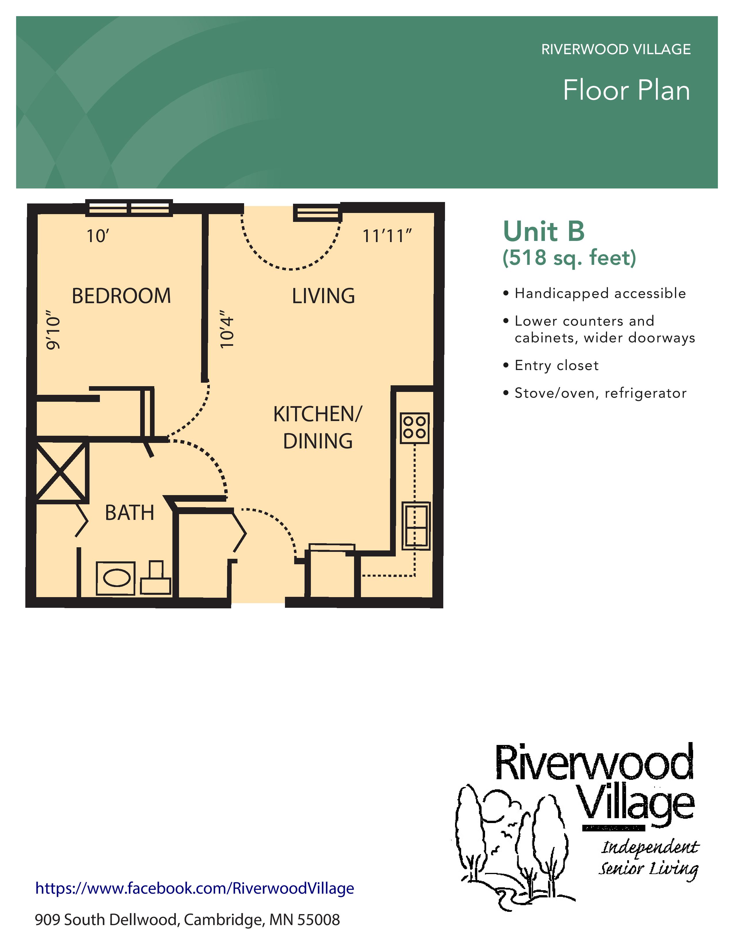 Floor plan for Unit B