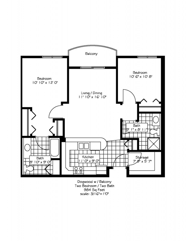 Floor plan for Dogwood w/ Balcony