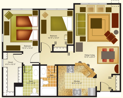 Floor plan for Unit D